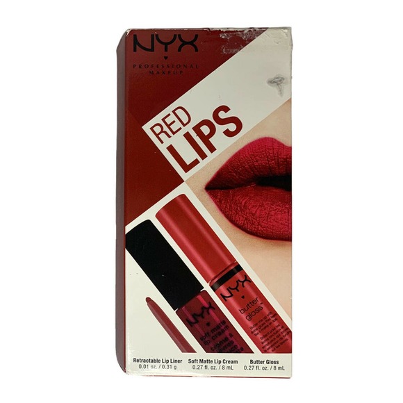 NEW NYX Red Lips Set Liner Lip Cream Butter Gloss Gift Set - Picture 1 of 4